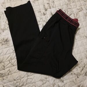 Med Couture Black Cargo Pants with Pink Logo Waistband